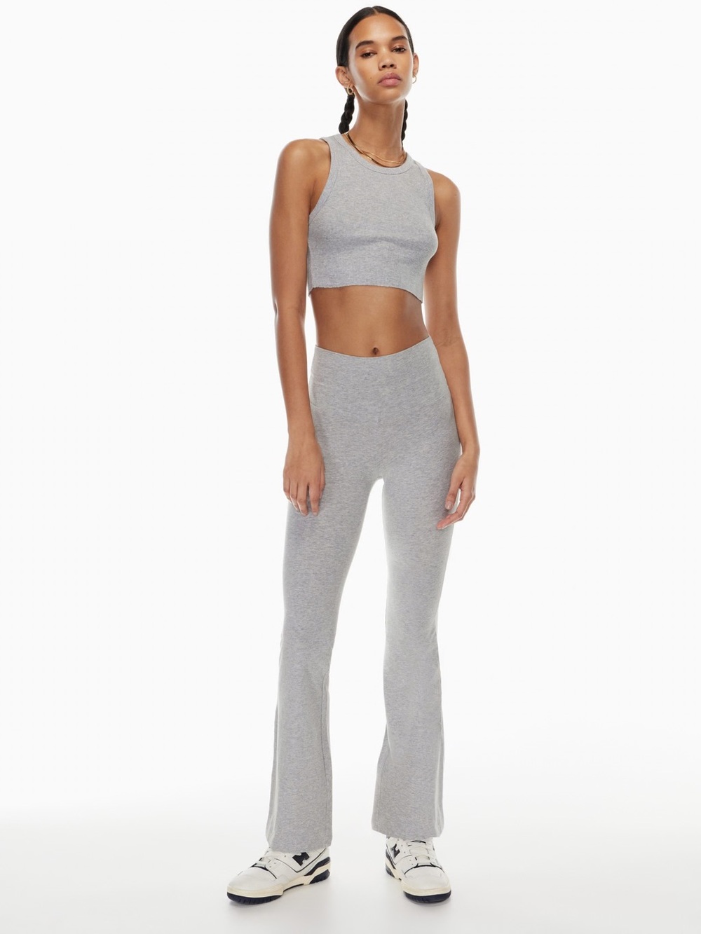 TNA Ribbed High-Rise Flare Leggings - Gray